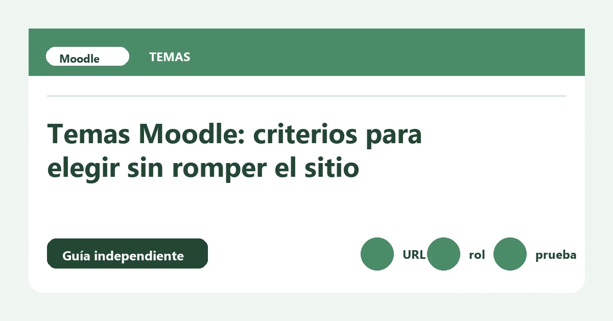 Guía visual sobre mejores temas Moodle con pasos de comprobación