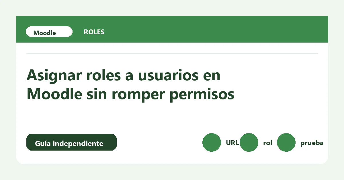 Guía visual sobre asignar roles a usuarios Moodle con pasos de comprobación