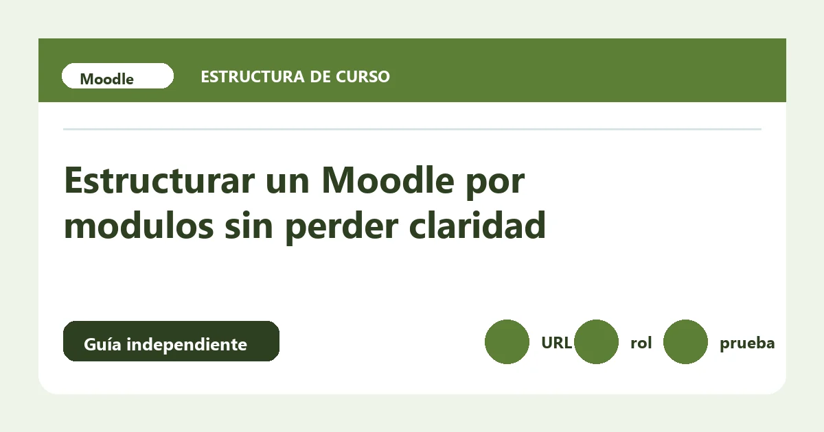 Guía visual sobre estructurar Moodle por modulos con pasos de comprobación