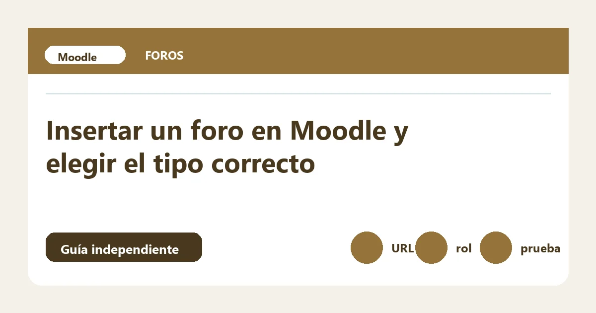 Guía visual sobre insertar foro en Moodle con pasos de comprobación