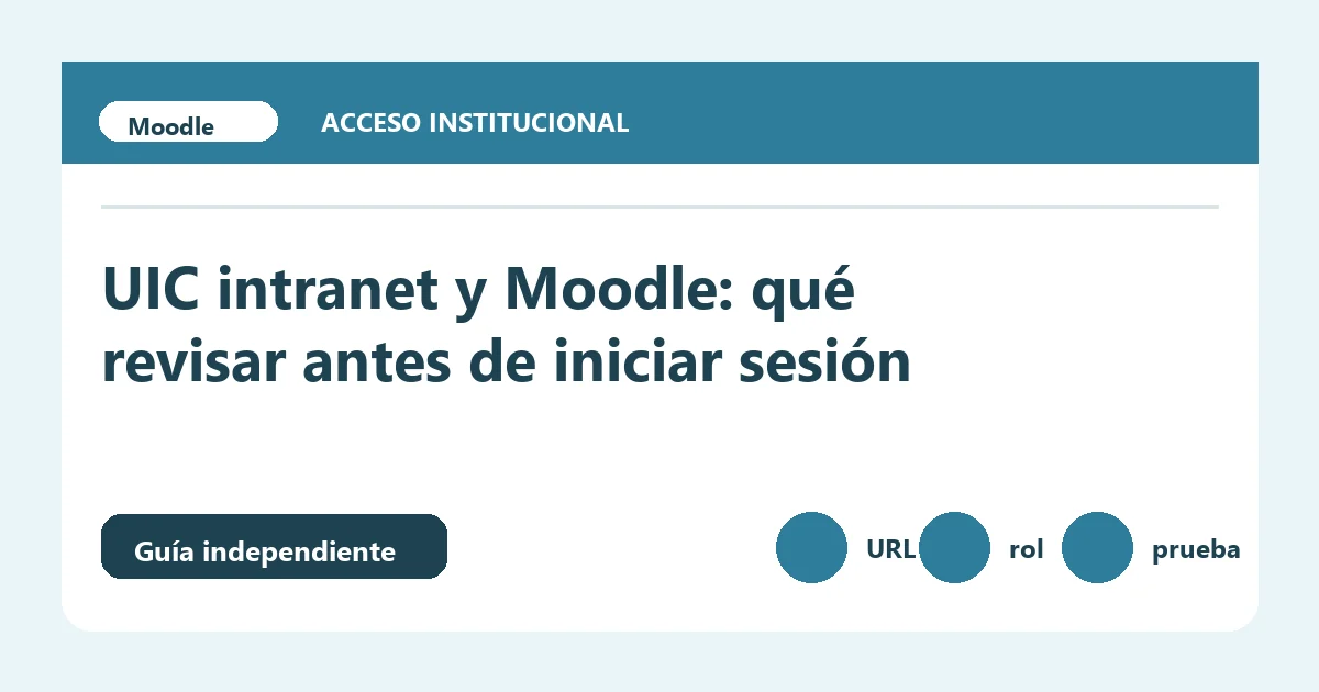 Guía visual sobre UIC intranet Moodle con pasos de comprobación
