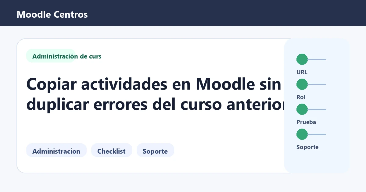 Guía visual para copiar actividades en Moodle con pasos de comprobación